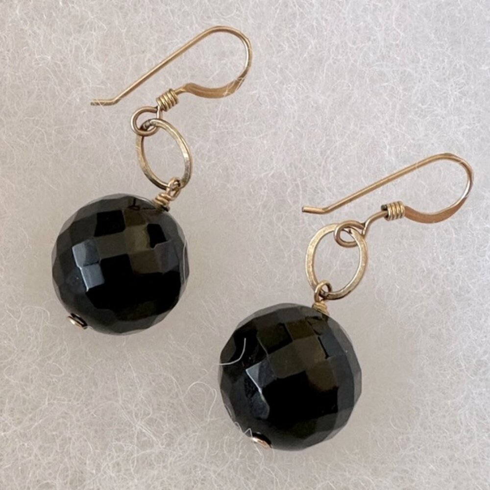 Gold Plated Onyx Earrings